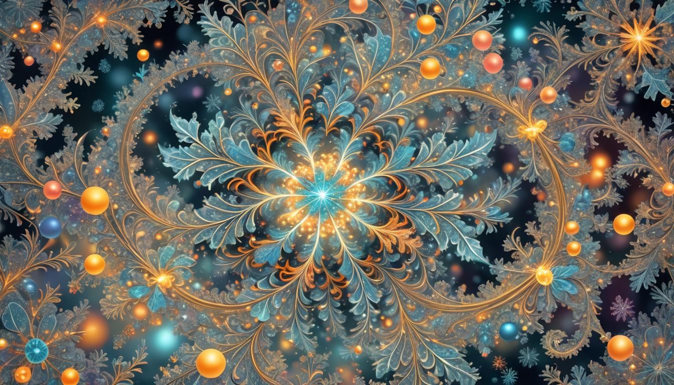 Enchanting Winter Wonderland in Whimsical Fractal Style