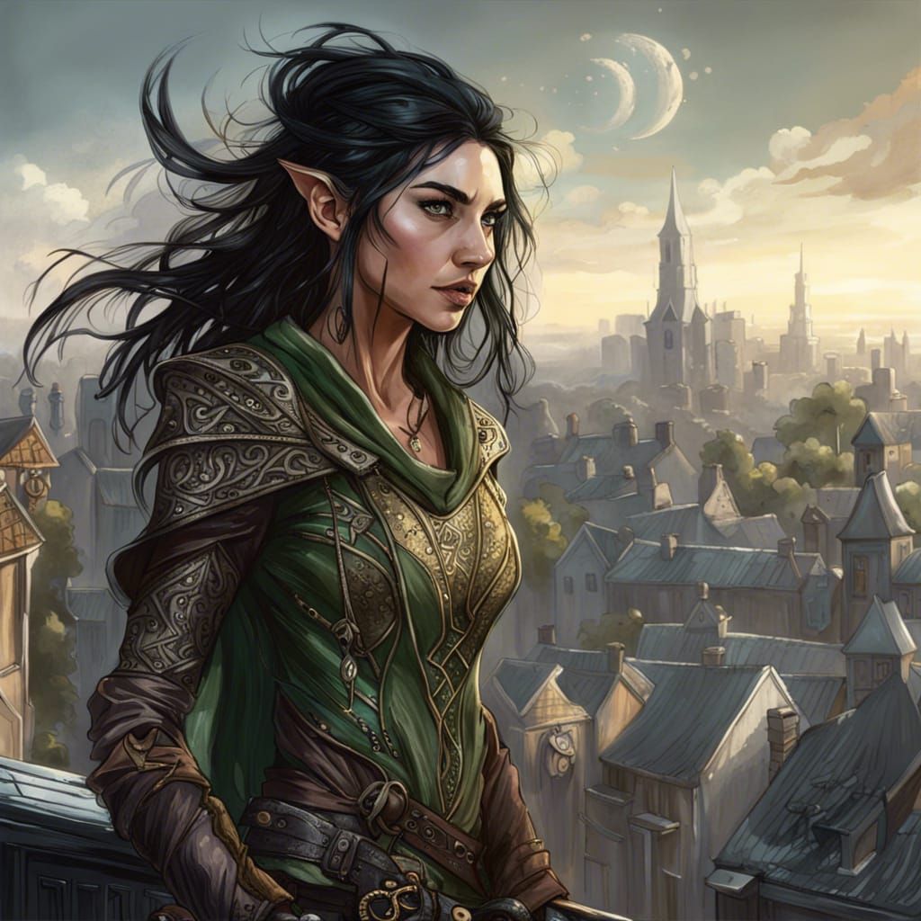 Elven Rogue Portrait in Ornate Fantasy Style