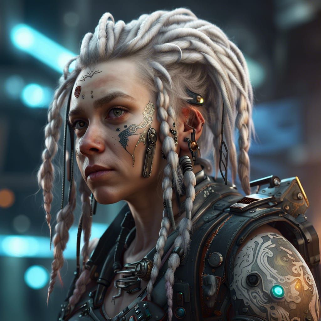 Cyberpunk Dwarf Rigger in Detailed Matte Painting