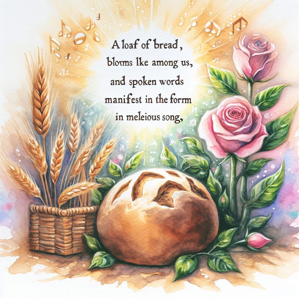 Symbolic Watercolor: Bread Blooms as Rose, Words Sing as Son...
