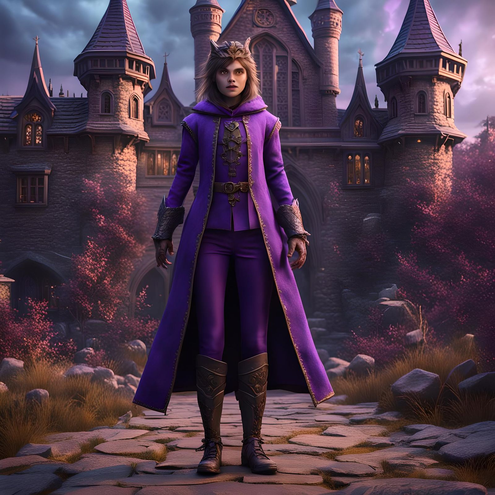 Teen Werewolf Girl in Medieval Setting: Fantasy Art