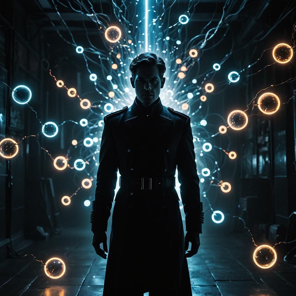 Neon-Noir Spectral Figure in Quantum Realm