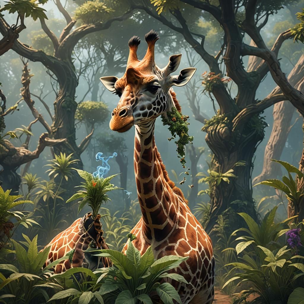 Giraffe Gaming: A Fantastical Matte Painting