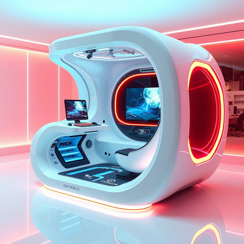 Futuristic Gaming Pod with Neon Lights
