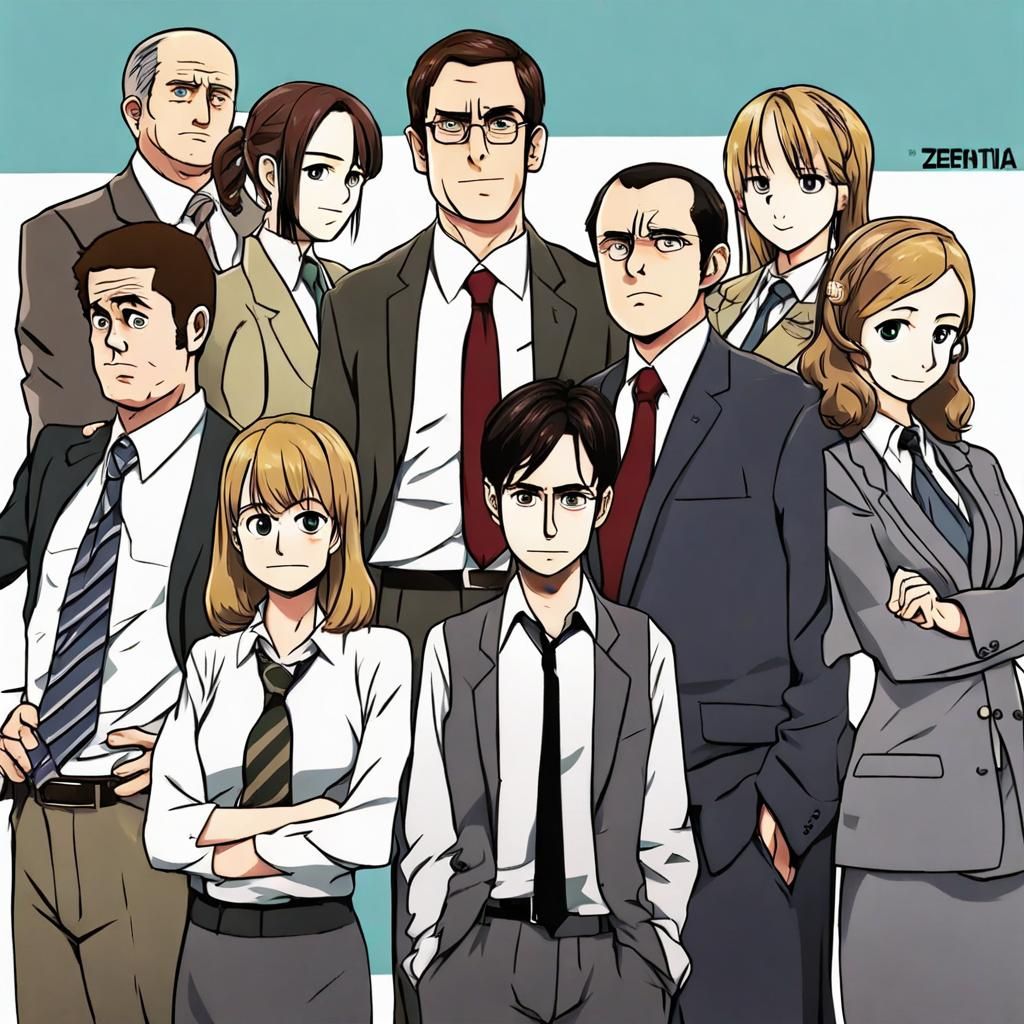 The Office Characters in Anime Style Cartoon