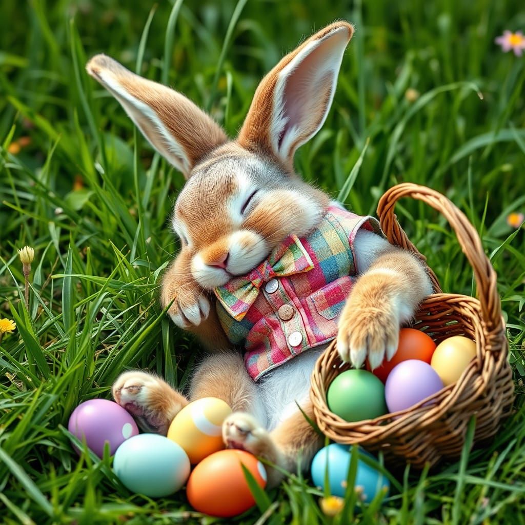 The Easter Bunny Takes a Snooze in a Field of Color