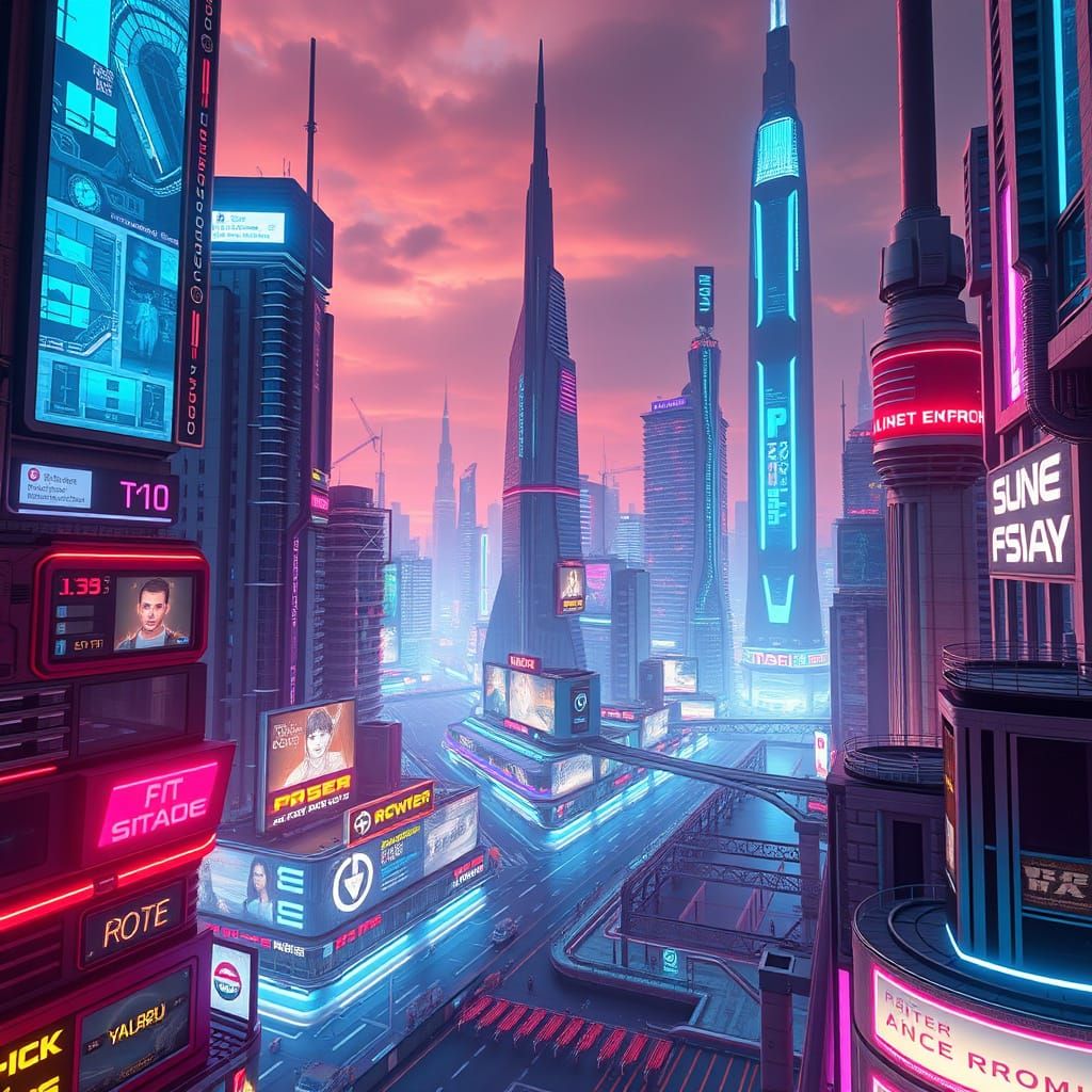 Futuristic Cityscape in Hyper-Realistic 3D Style