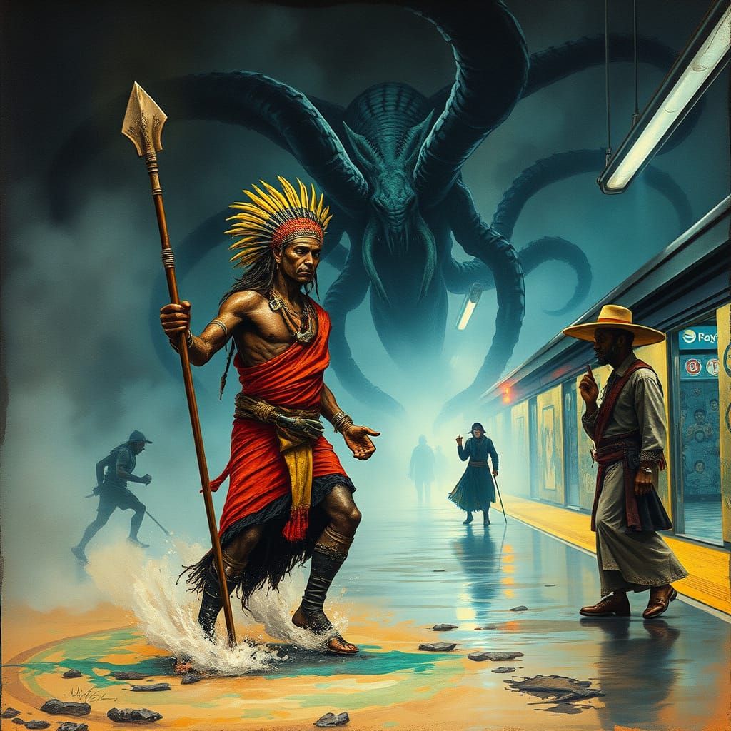 Surreal Mashup of African Warrior and Mythical Creatures in ...