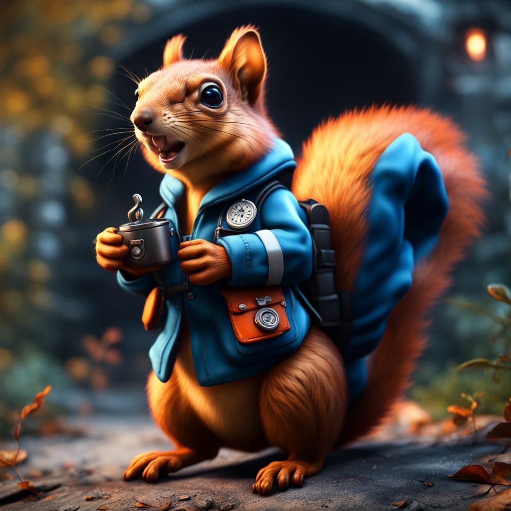 Hyperrealistic Squirrel in EMT Outfit