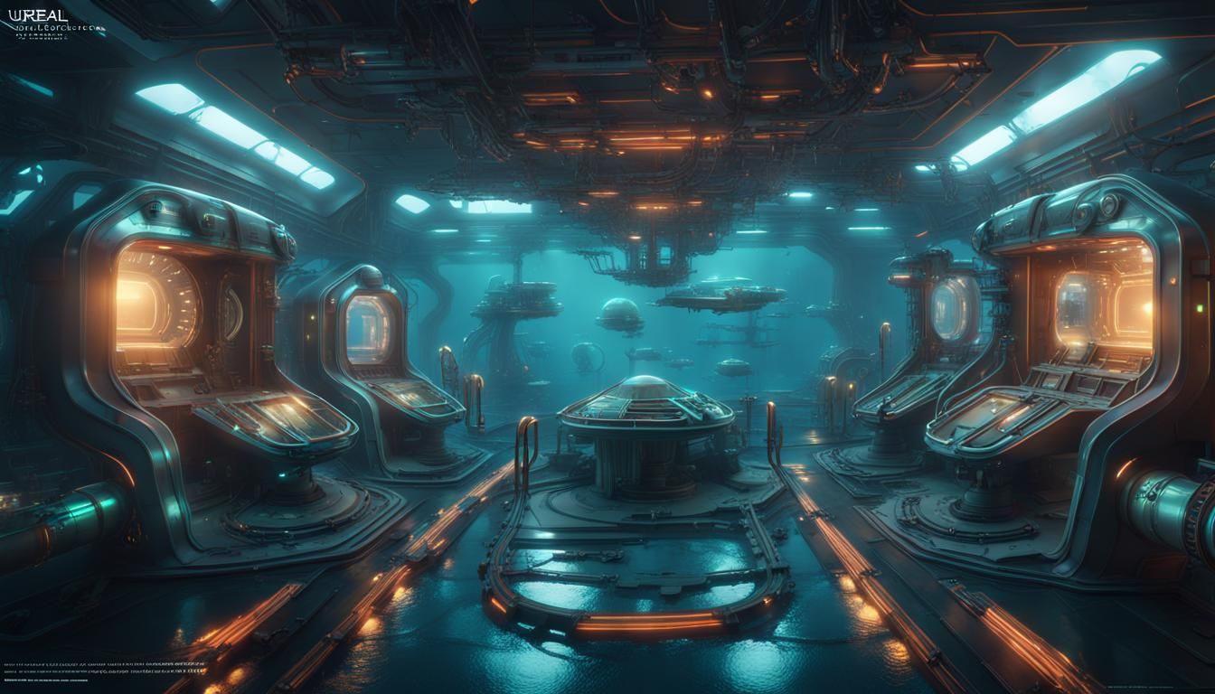 Futuristic Underwater Submarine Docking Station in Digital A...