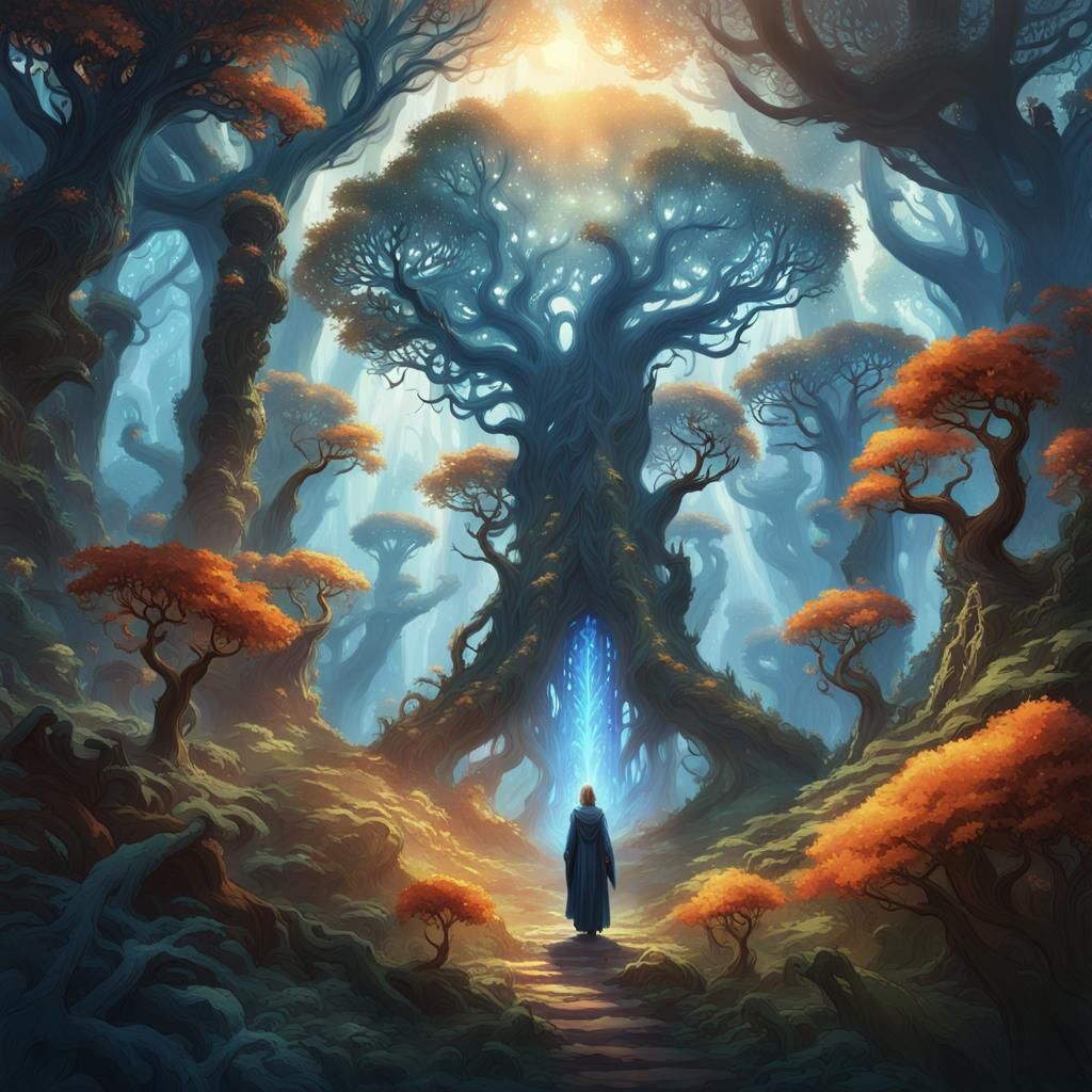 Mystical Being Amidst Ancient Forest