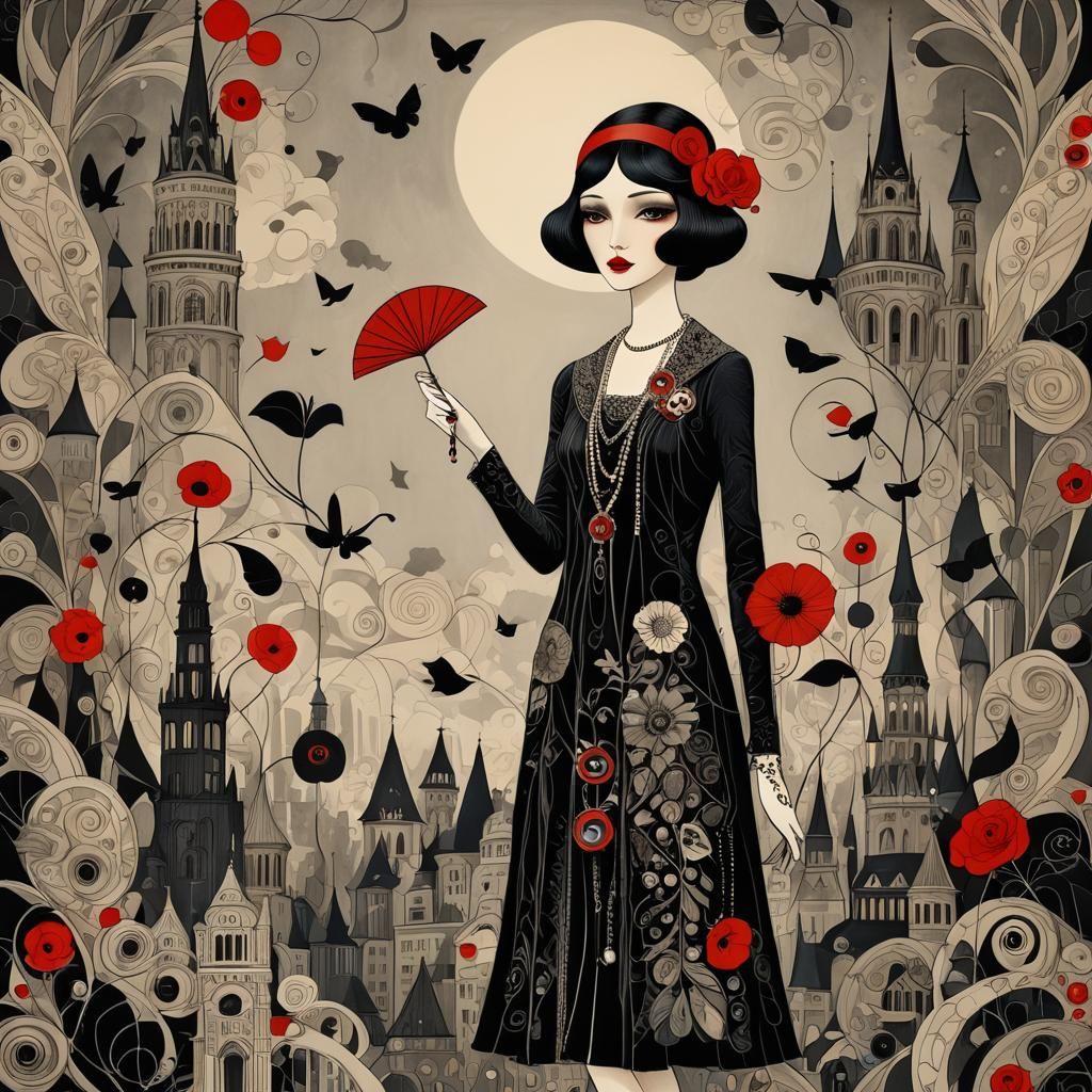 1920s Flapper in Avant-Garde Pop Art Couture