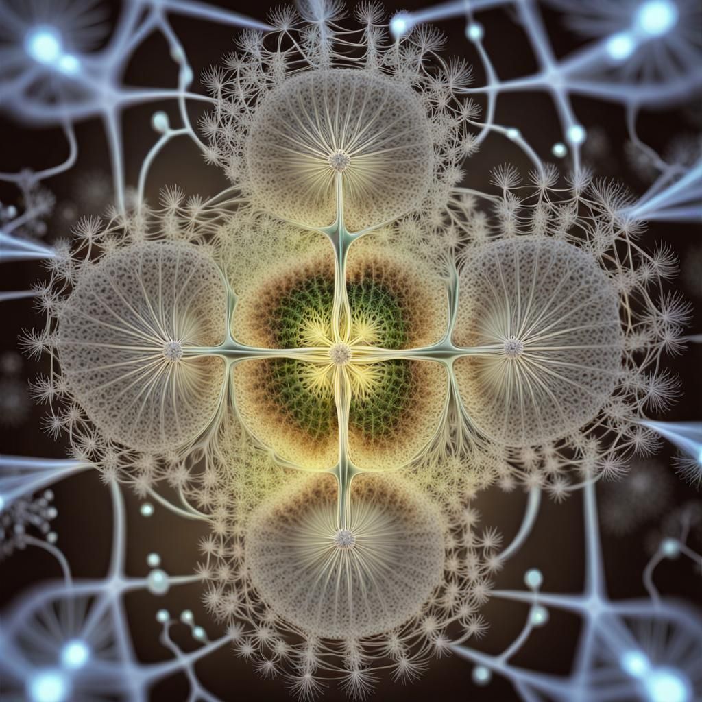 Futuristic Elven Mother and Child in Fractal City