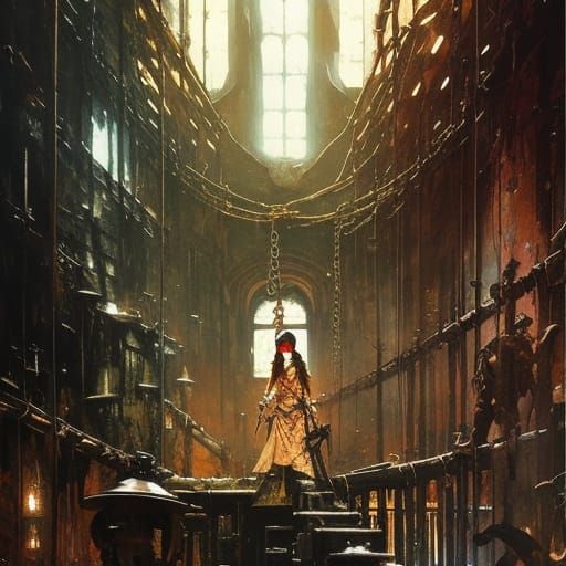 Dungeon Interior with Leather and Cages, Sinister Gouache Pa...