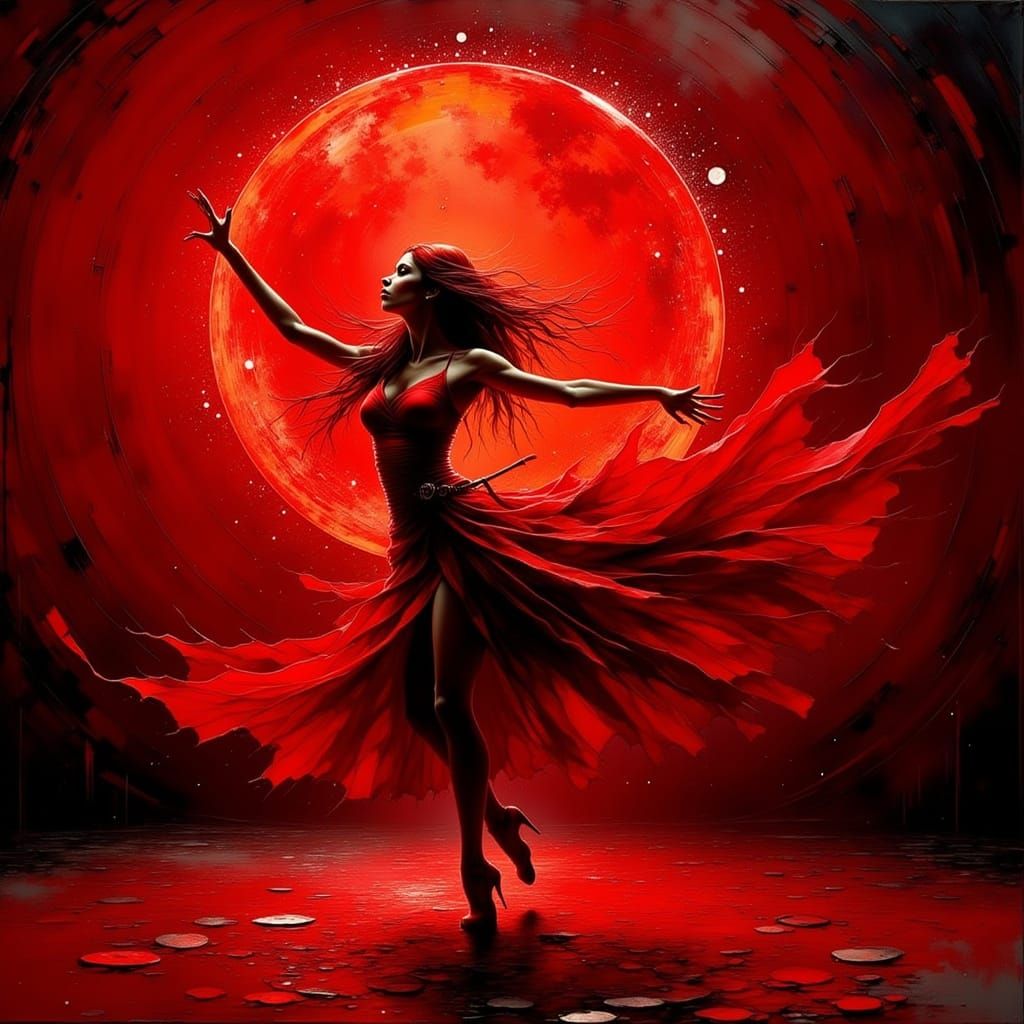Dynamic Red Dancer in Motion
