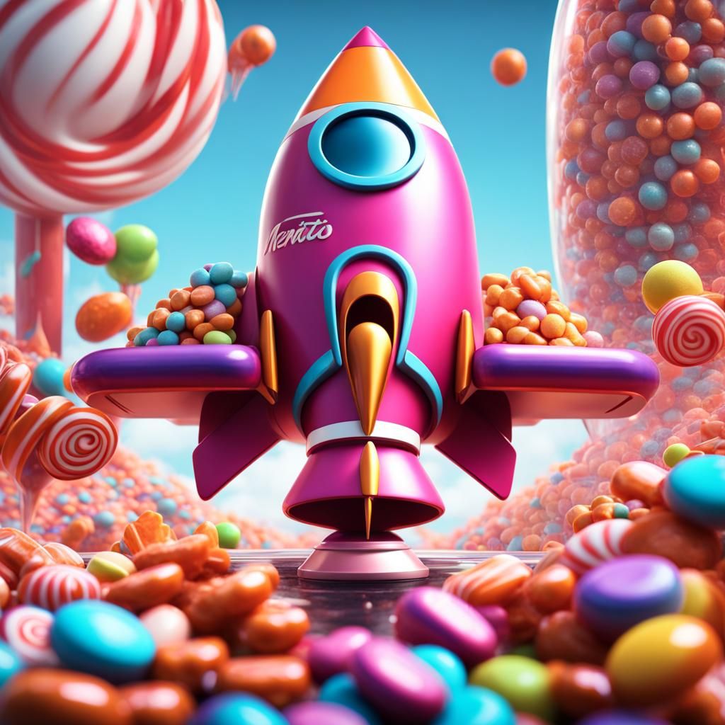 Candy Rocket Launchpad Fueled by Mentos: Mid-Century Art