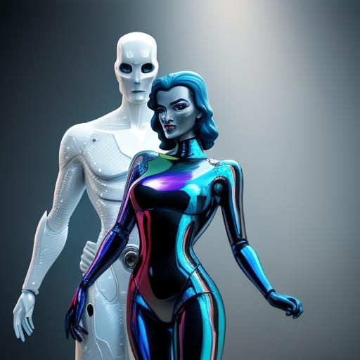 Surreal Steel Man and Rubber Woman Portrait