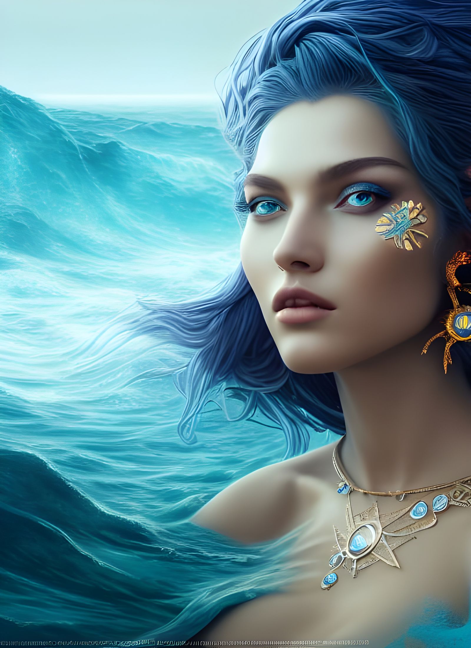 Ocean Goddess in Digital Matte Painting Style
