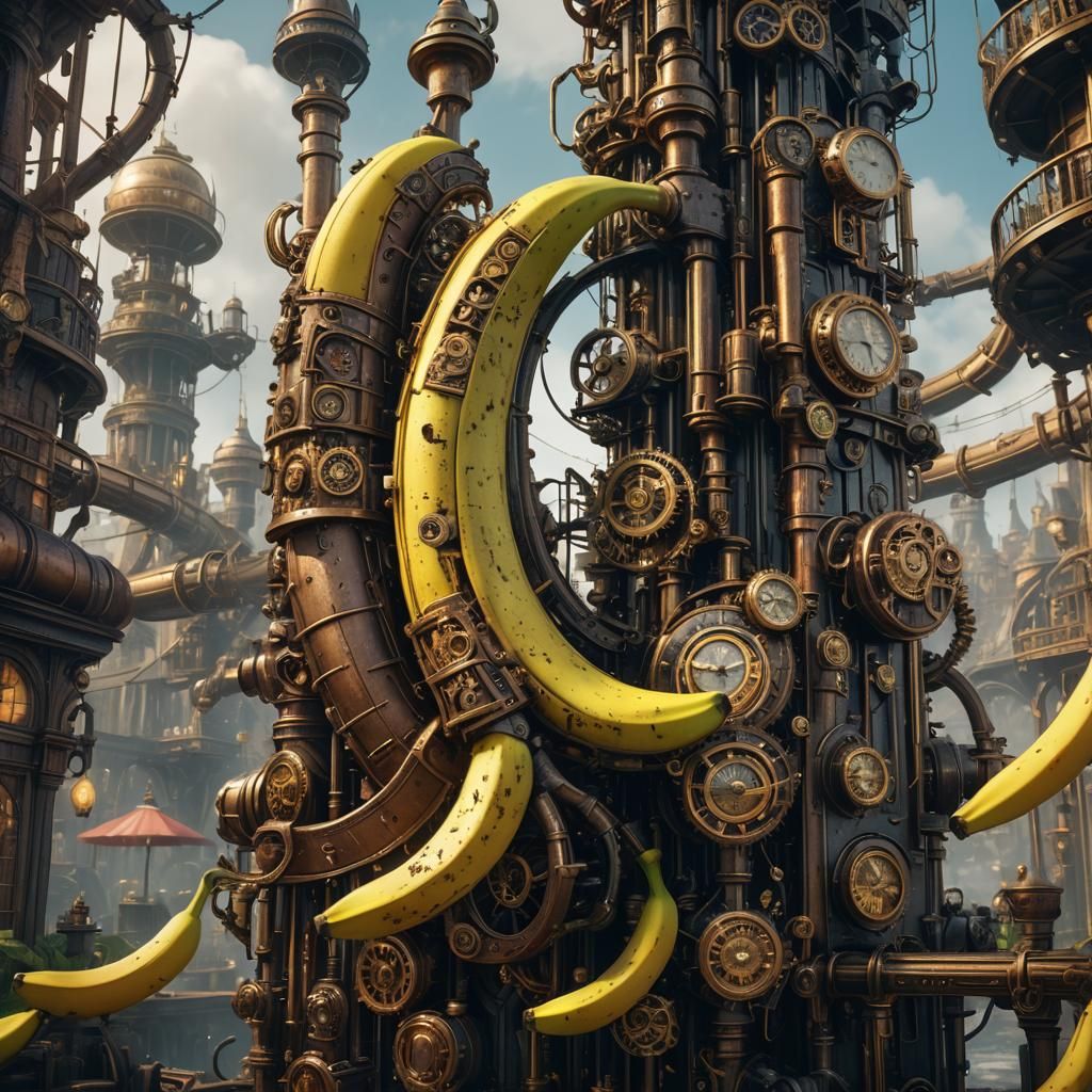 Steampunk Banana: Detailed Matte Painting in Deep Color