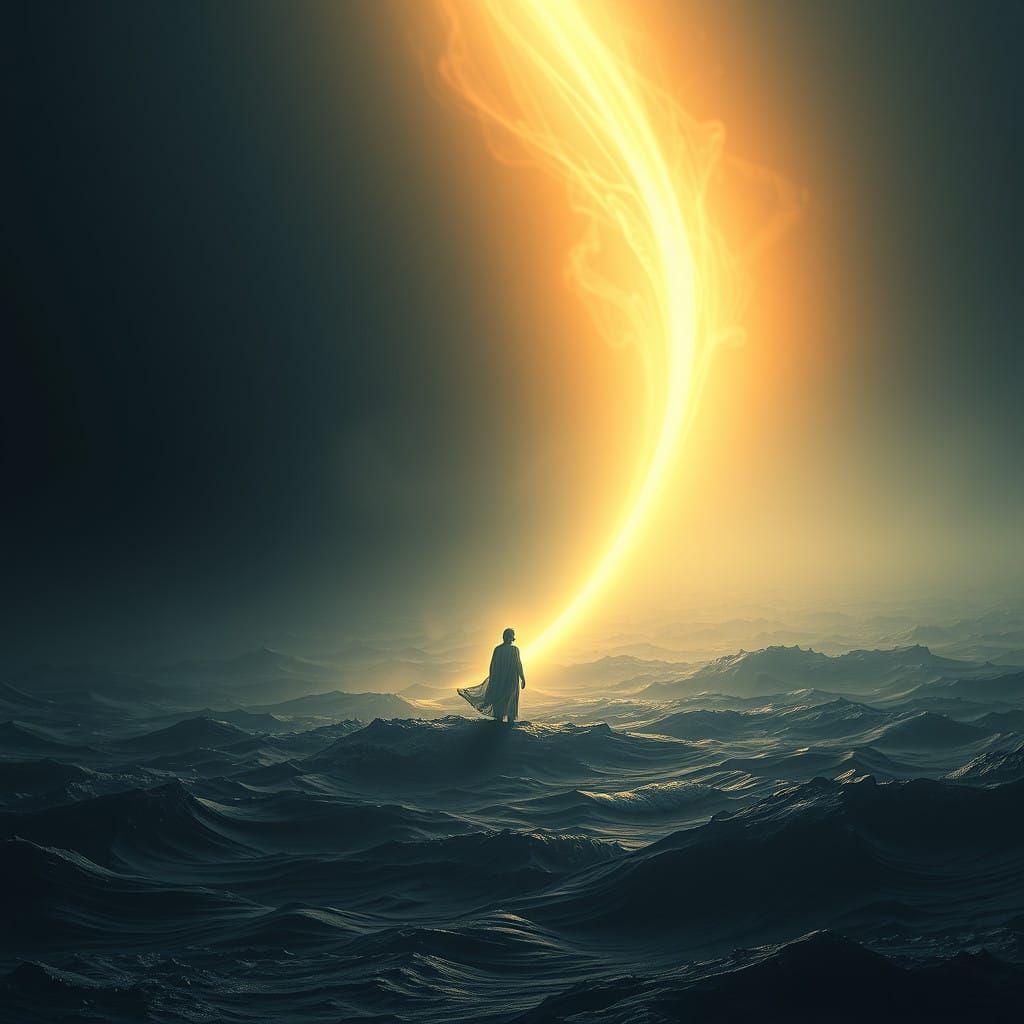 Ethereal Creation Scene in Cosmic Style