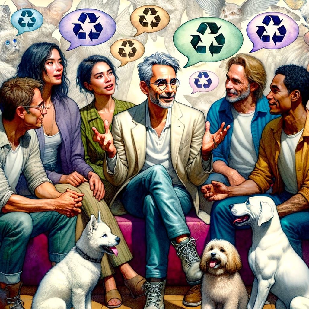 Vibrant Watercolor Scene with Modern Gothic and Hyper-Realis...