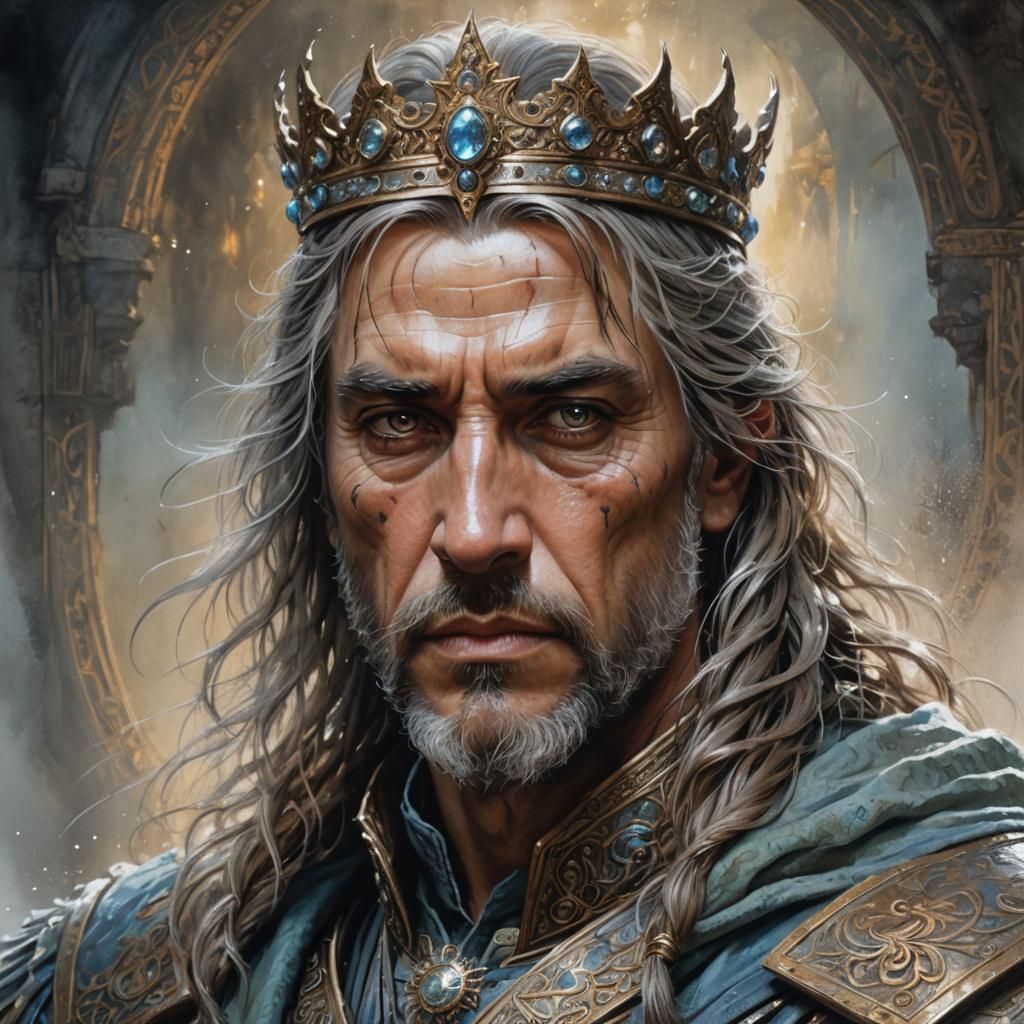 King Arthur Portrait in Fantasy Art Style