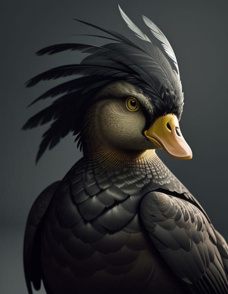 Duck-Human Hybrid in Comic Horror Style