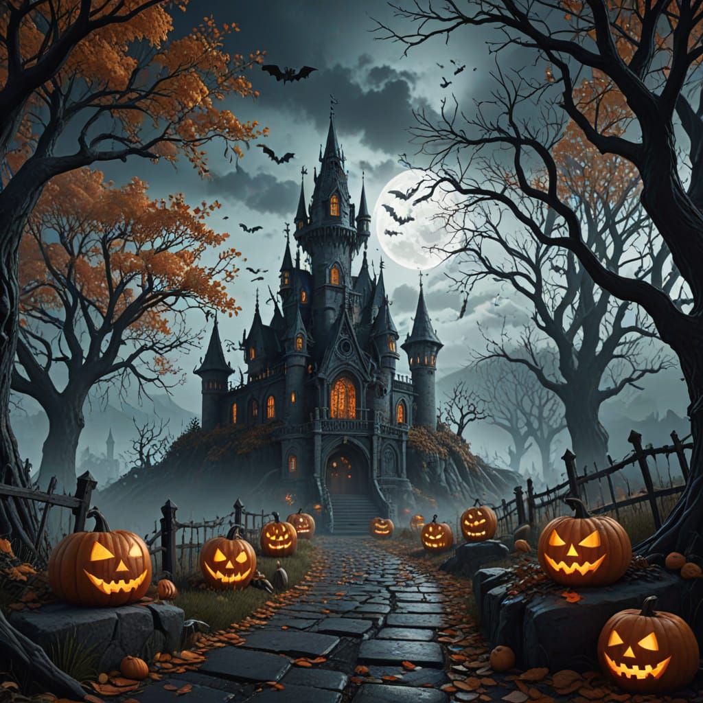 Halloween Fantasy Art in Deep, Complementary Colors