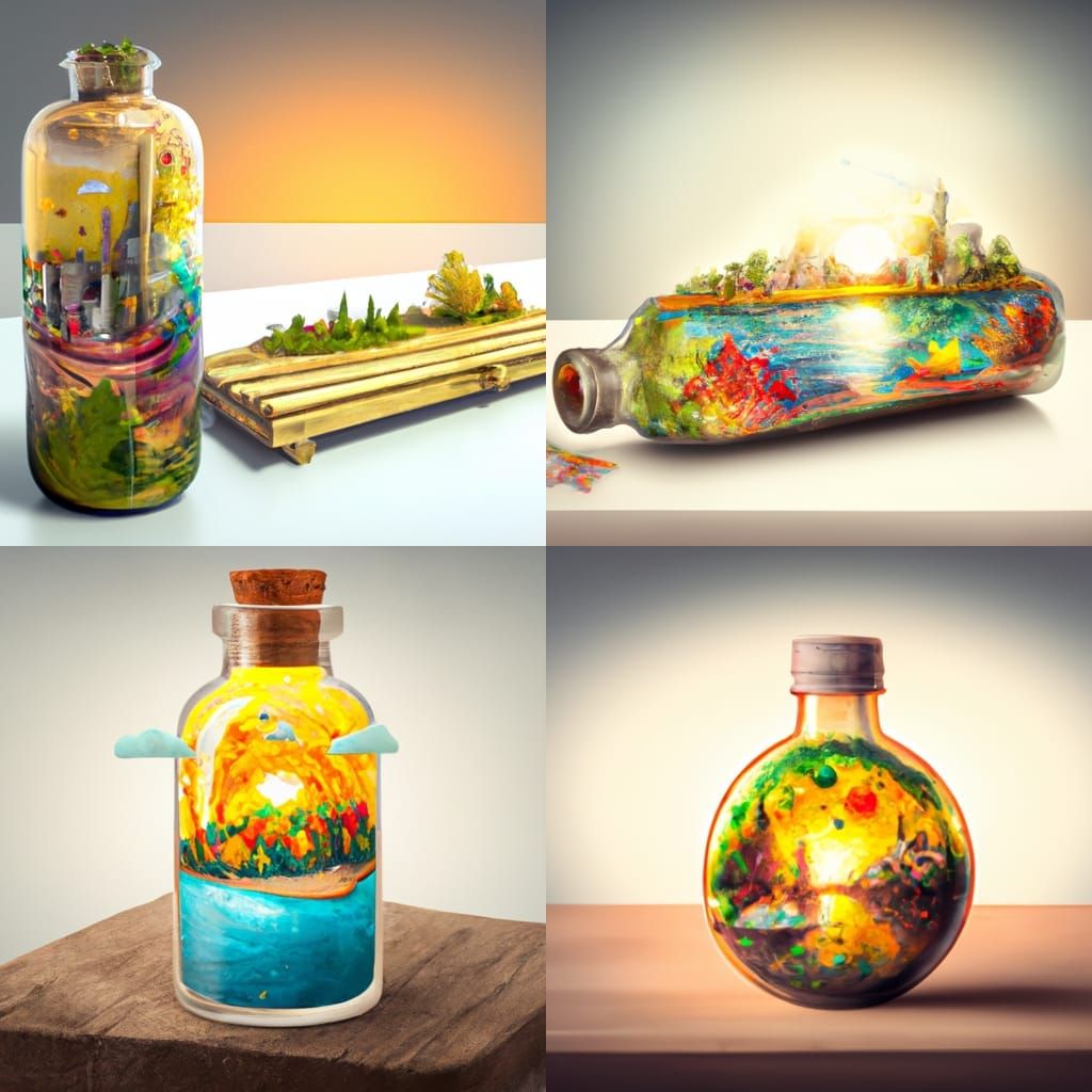 Autumn Landscape Inside Glass Bottle, Graffiti Art