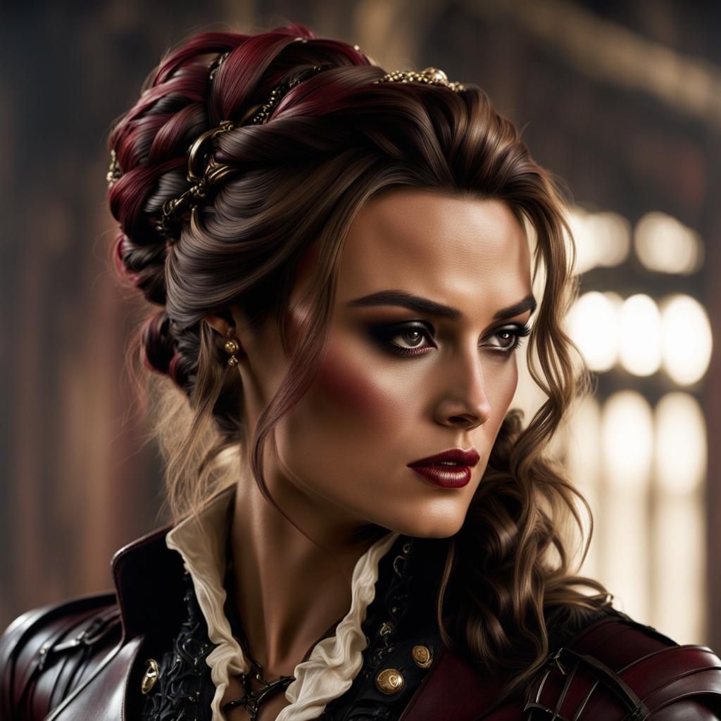 Ultrarealistic Pirate Woman in Leather Corset
