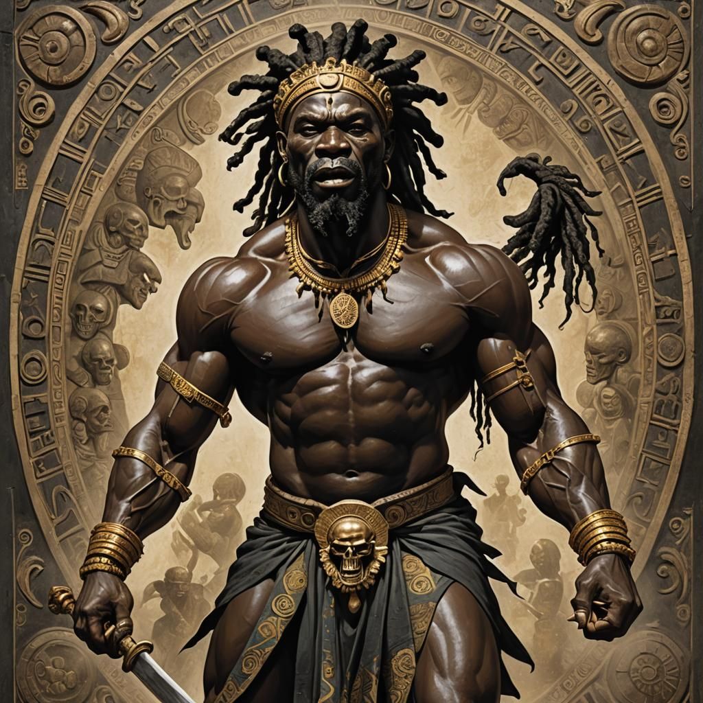 Ogun, God of Savanna Forest, as 3D Rendered Art