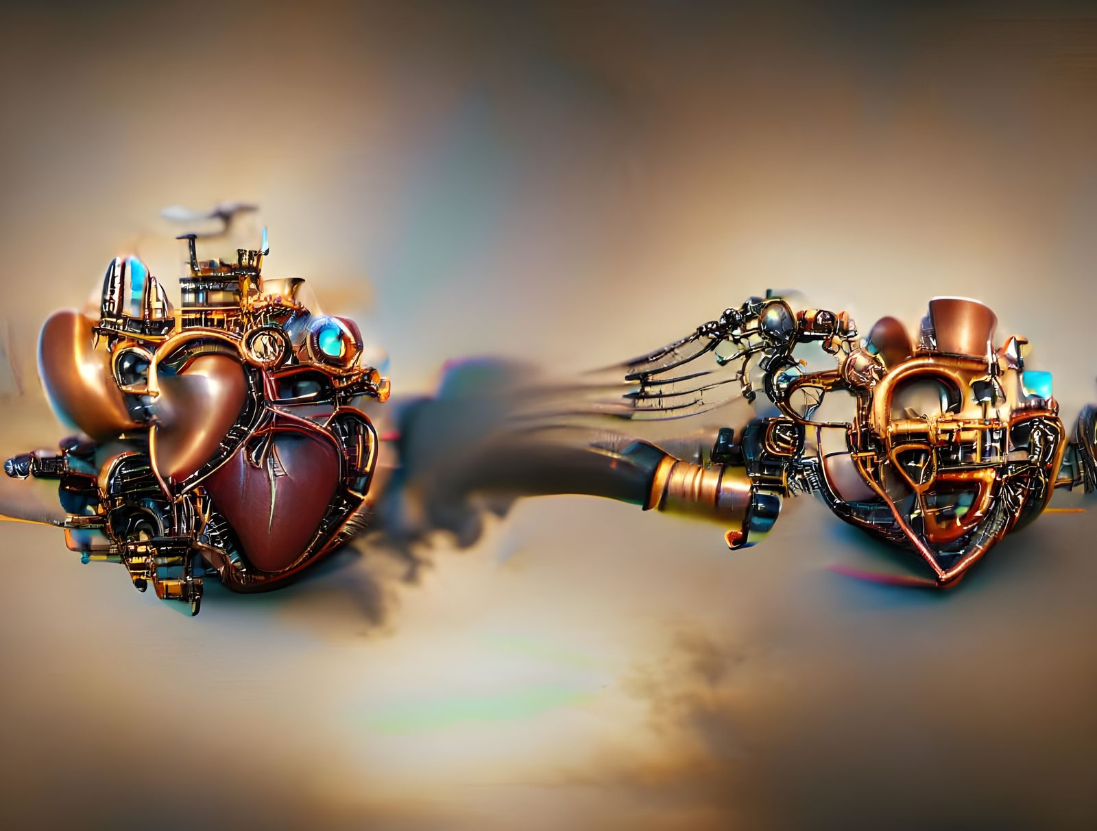 Steampunk Mechanical Heart in 8K 3D