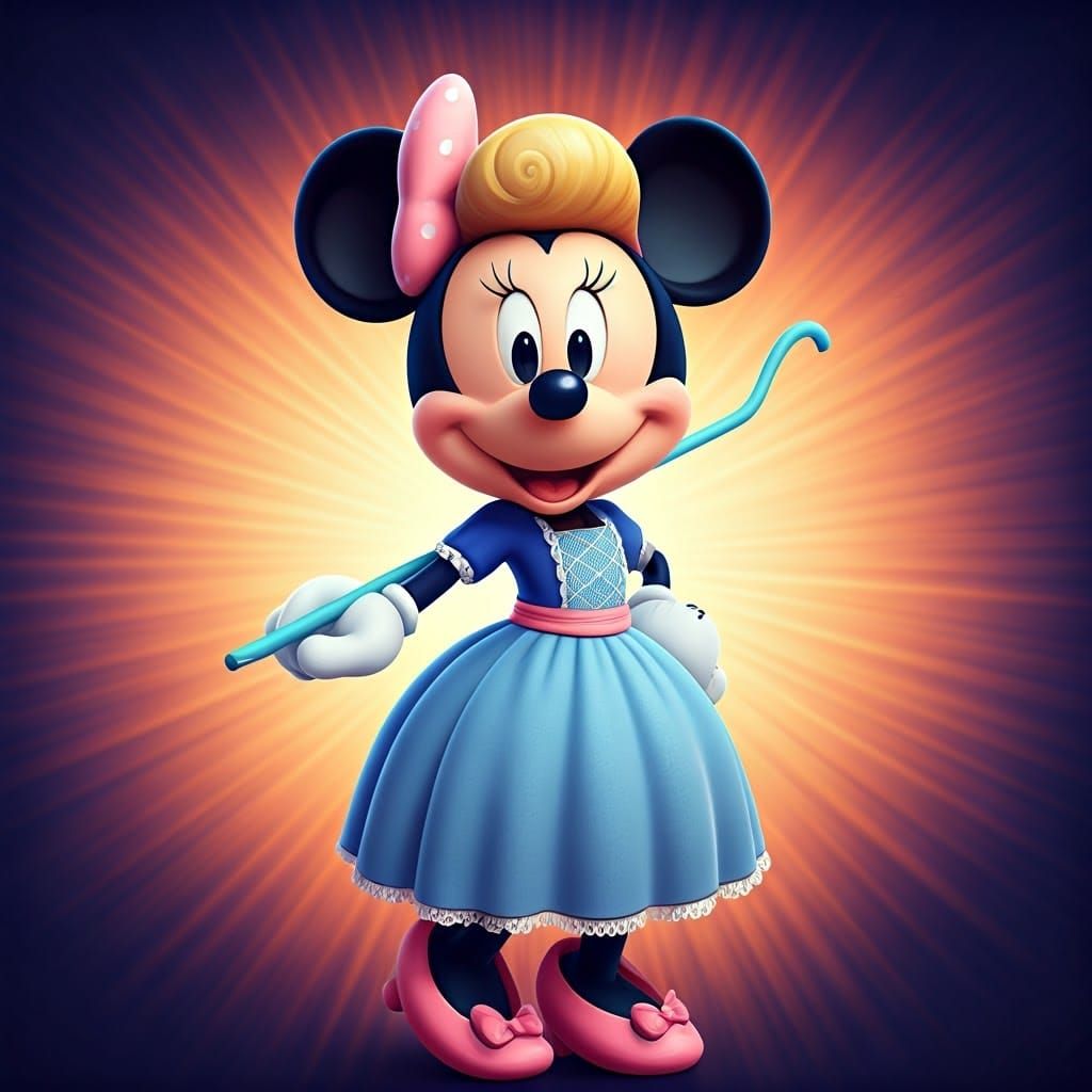 Minnie Mouse as Bo Peep in Vibrant Digital Art