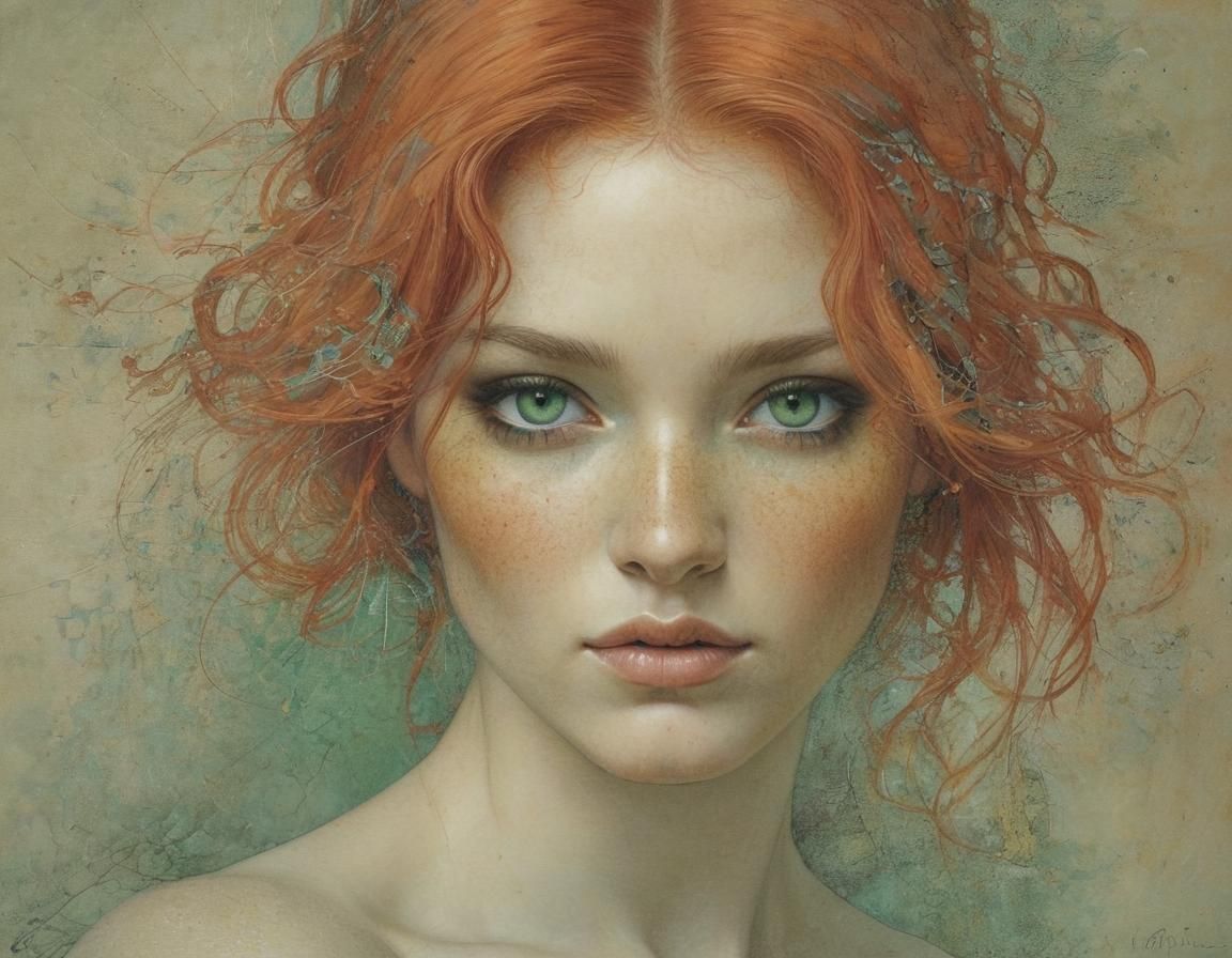 Mystical Portrait of Red-Haired Woman