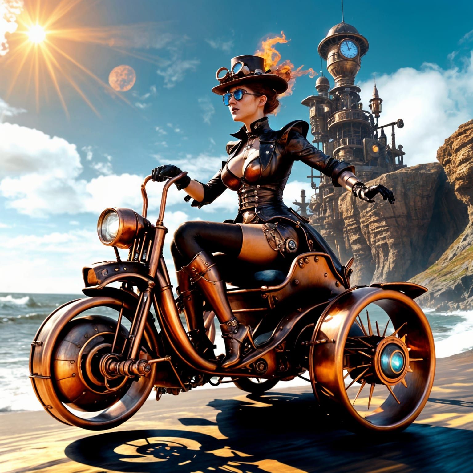 Steampunk Trike on Coastal Road