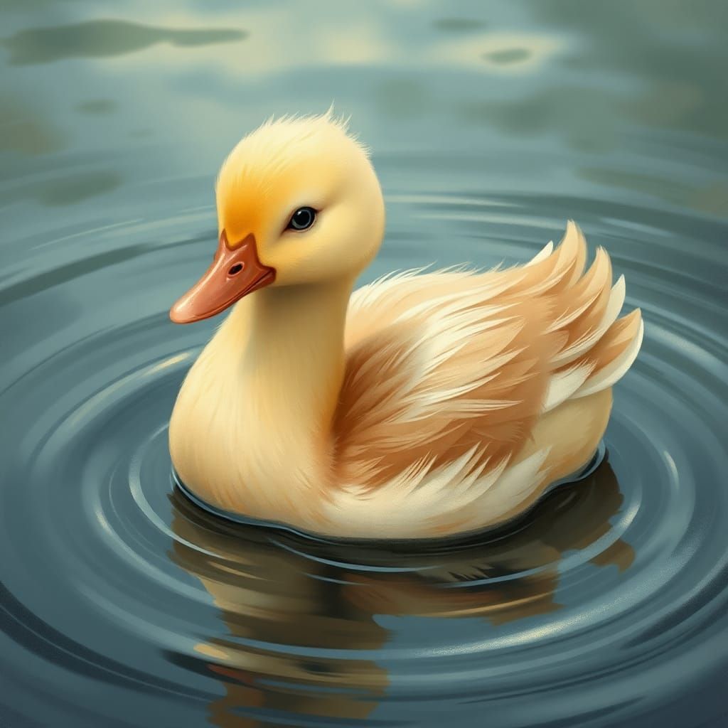 Duck Floats Serenely Amidst Rippling Turmoil
