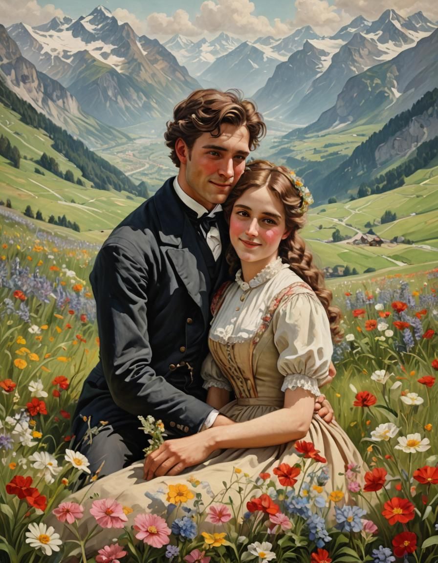 A young Victorian couple in the Alps 2