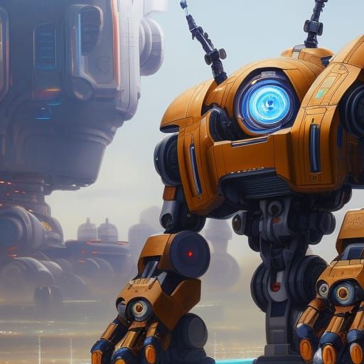 Detailed Mecha Robot in Anime Style