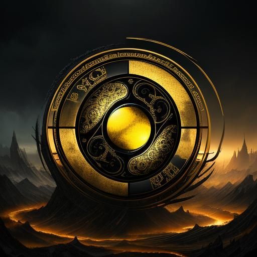 Black and Gold Ying Yang Football Art