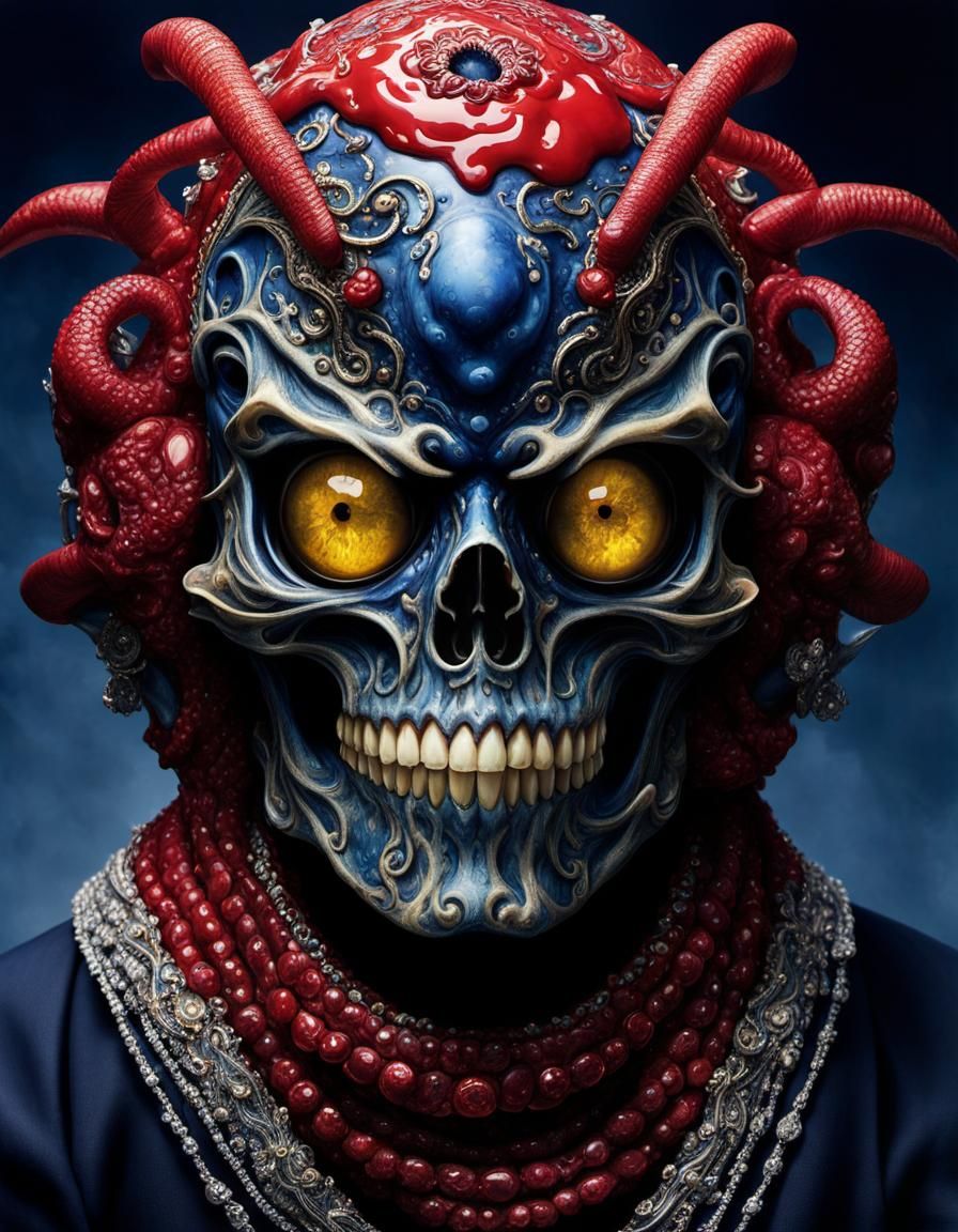 Grotesque Lamprey Men in Gothic Horror Style