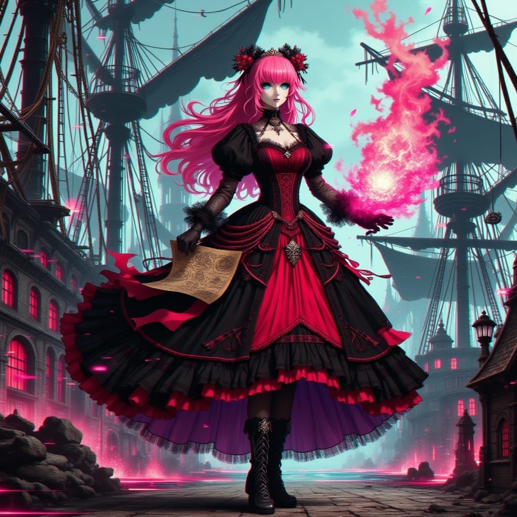 Anime Goddess of Adventure in Pirate Ship Scene