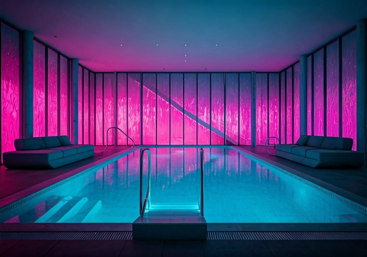 Luxurious Neon Spa Interior in Space Age Style