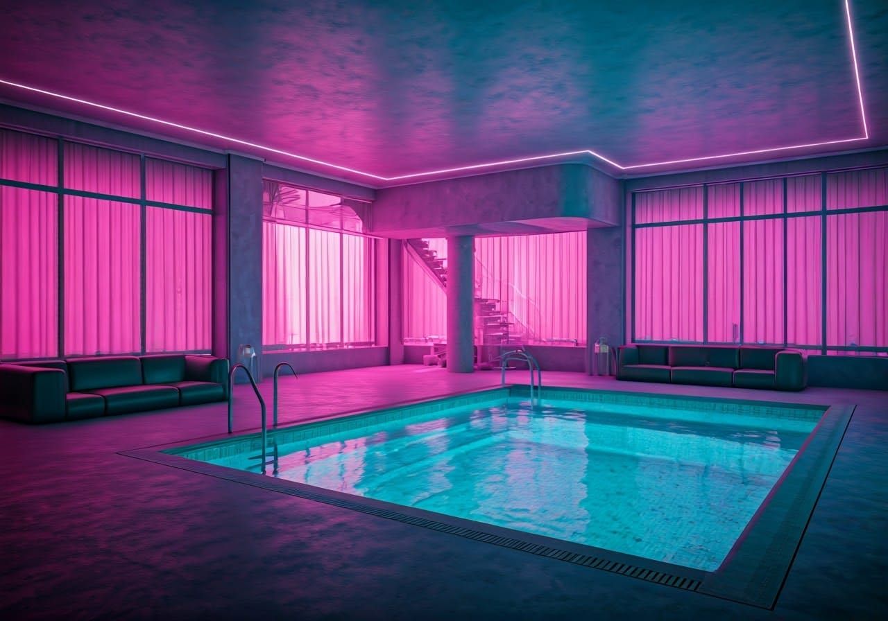 Luxurious Modern Spa in Neon Pink and Teal