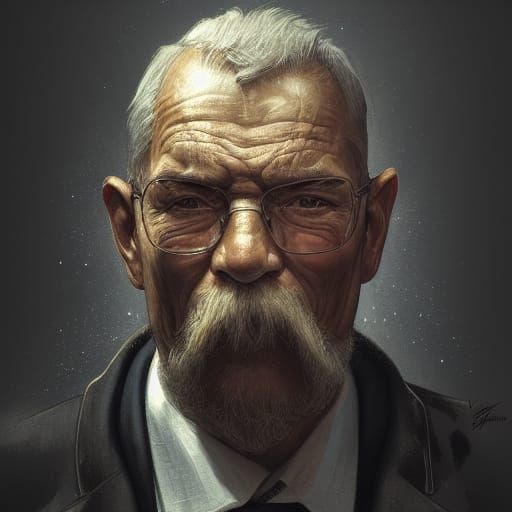 Detailed Portrait of an Old Man in Digital Art