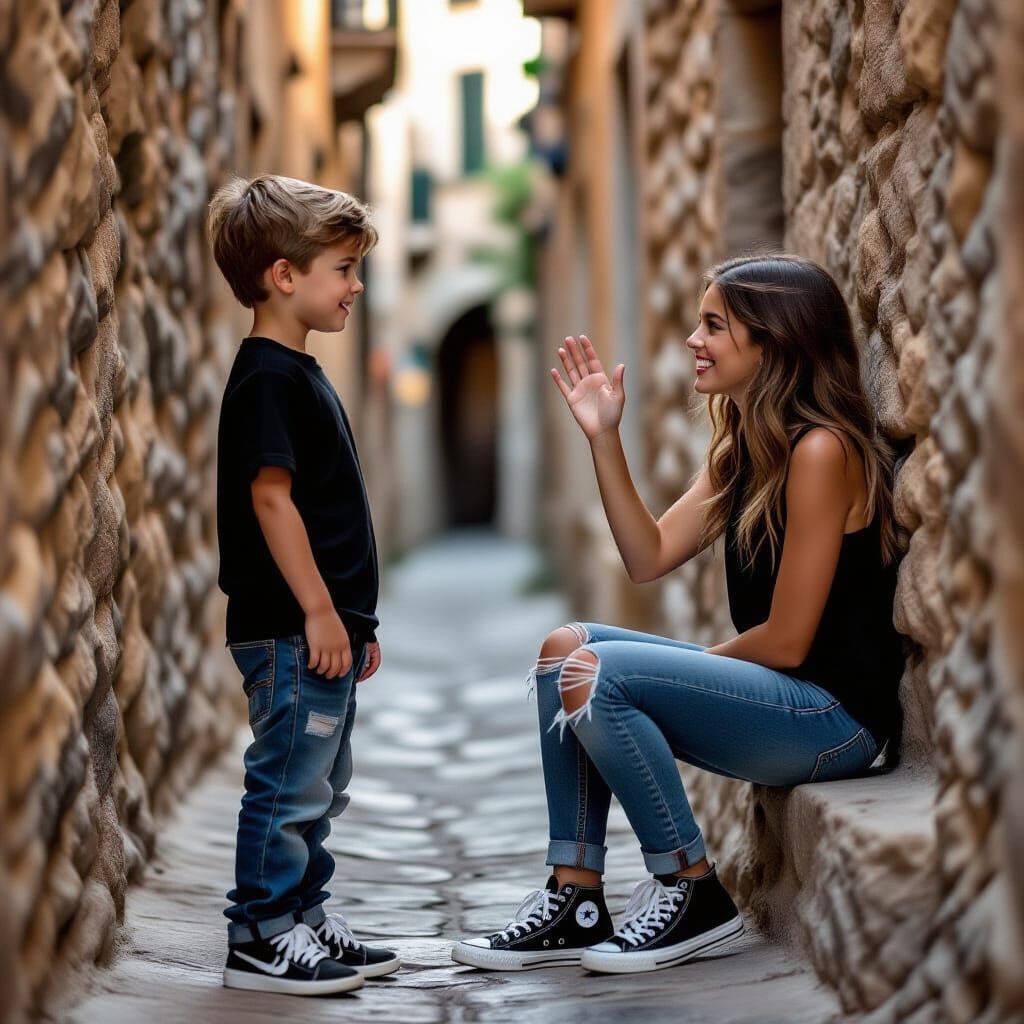 Brother and Sister in Alleyway, Street Photography
