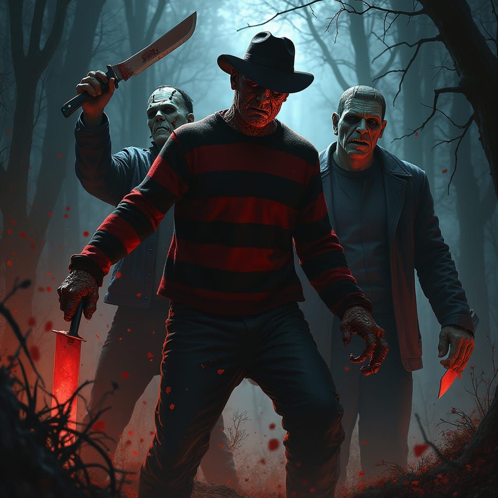 Horror Icons Clash in Intense Chaotic Battle