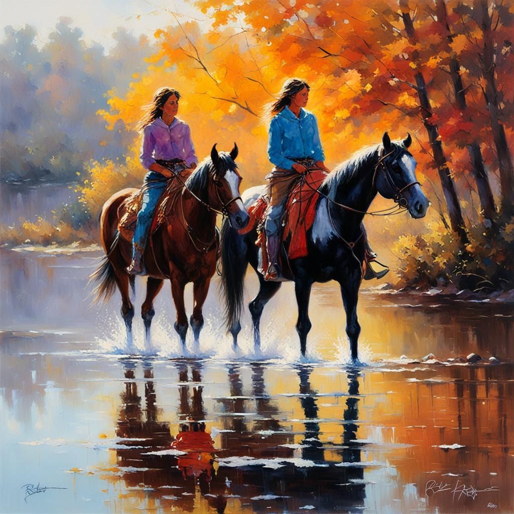 Sisters Discovering New Territories on Another Adventure. AI...