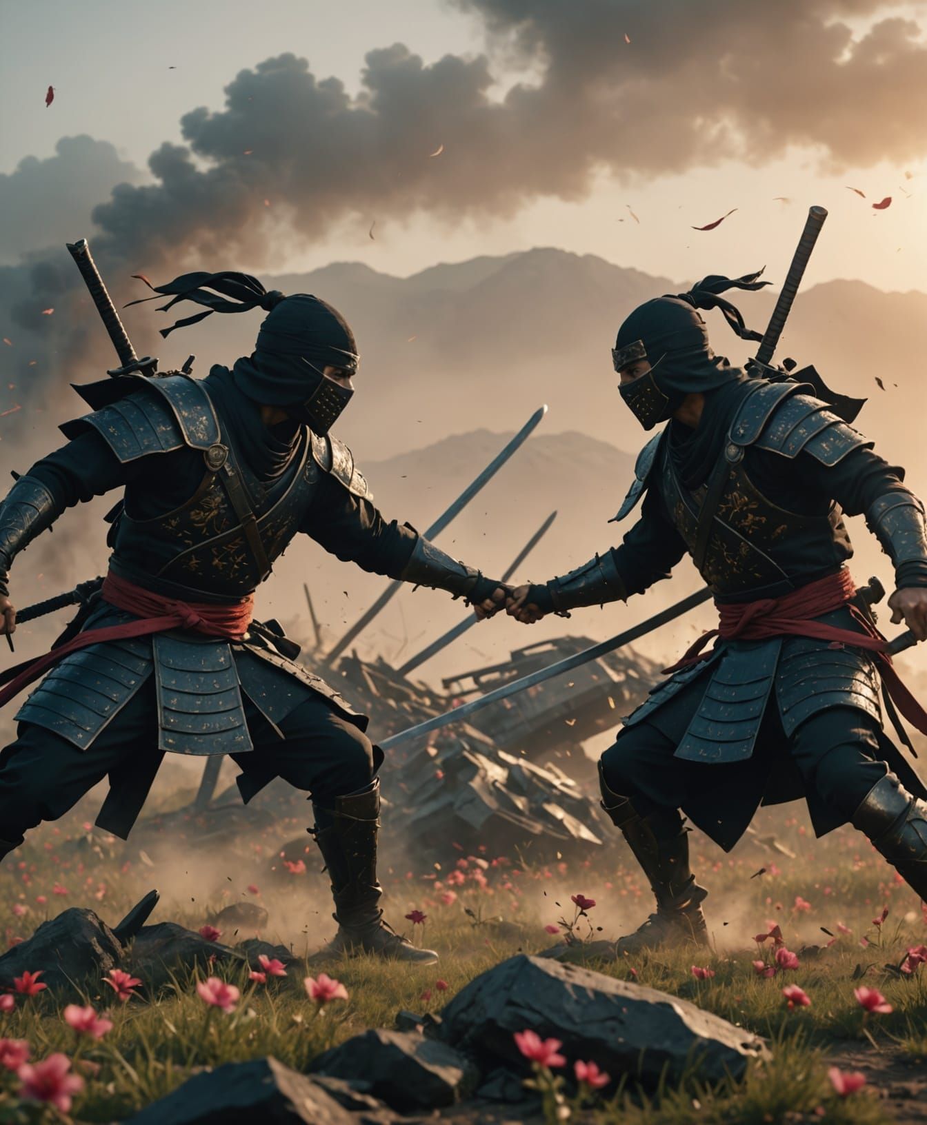 Ninja Warriors Duel on Ancient Battlefield in 4K