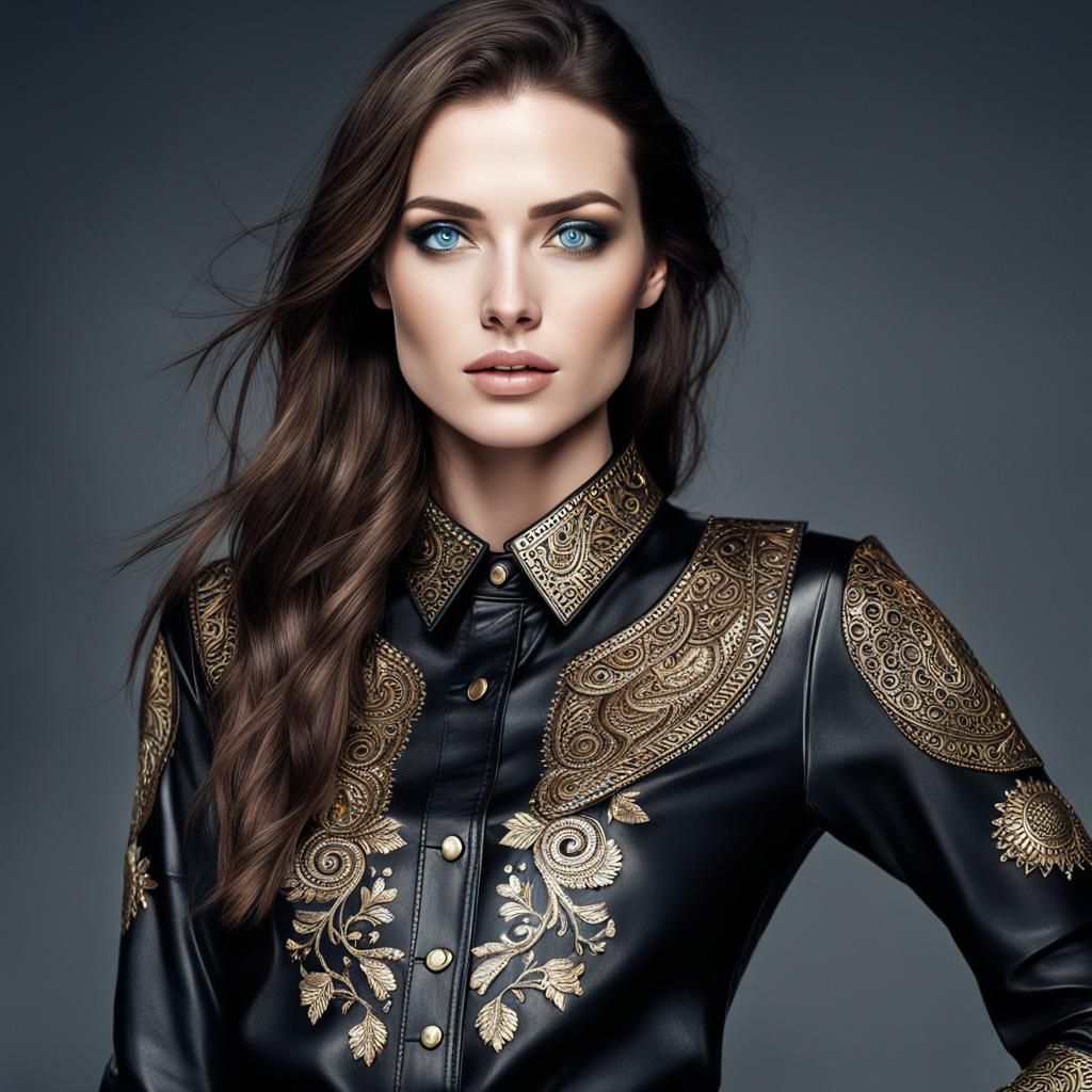 Brunette Supermodel Portrait in Hyperrealistic Style