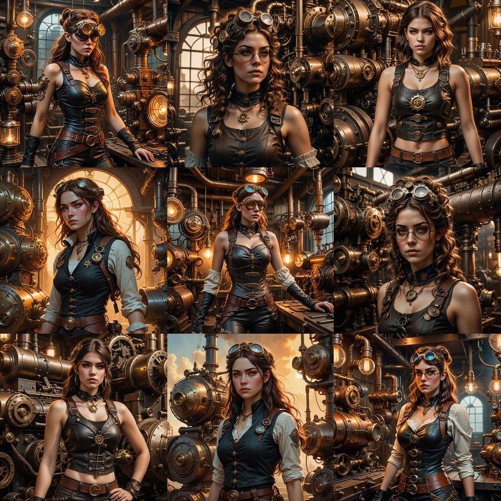 Steampunk Werewolf Girl in a Crop Top Tank Top